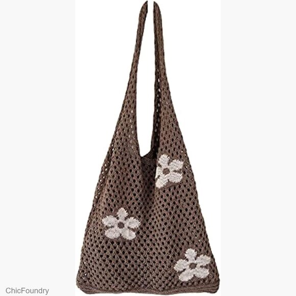 Handbags - Large Crochet Tote Bag Hobo Bag Polyester Knitted Durable Stretchy